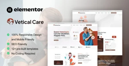 VeticalCare Veterinary and Pet Care Elementor Kit